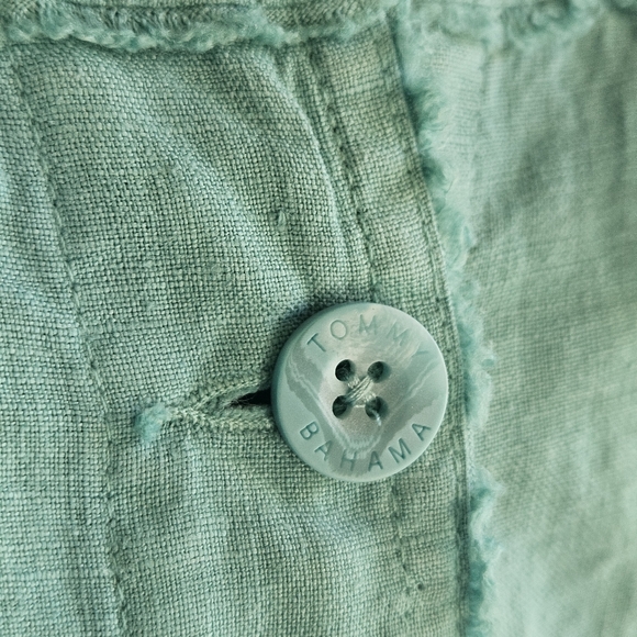 Tommy Bahama Linen Raw Edge Long Sleeve Button Front Jacket: Azul Marine (Teal) - Picture 8 of 14